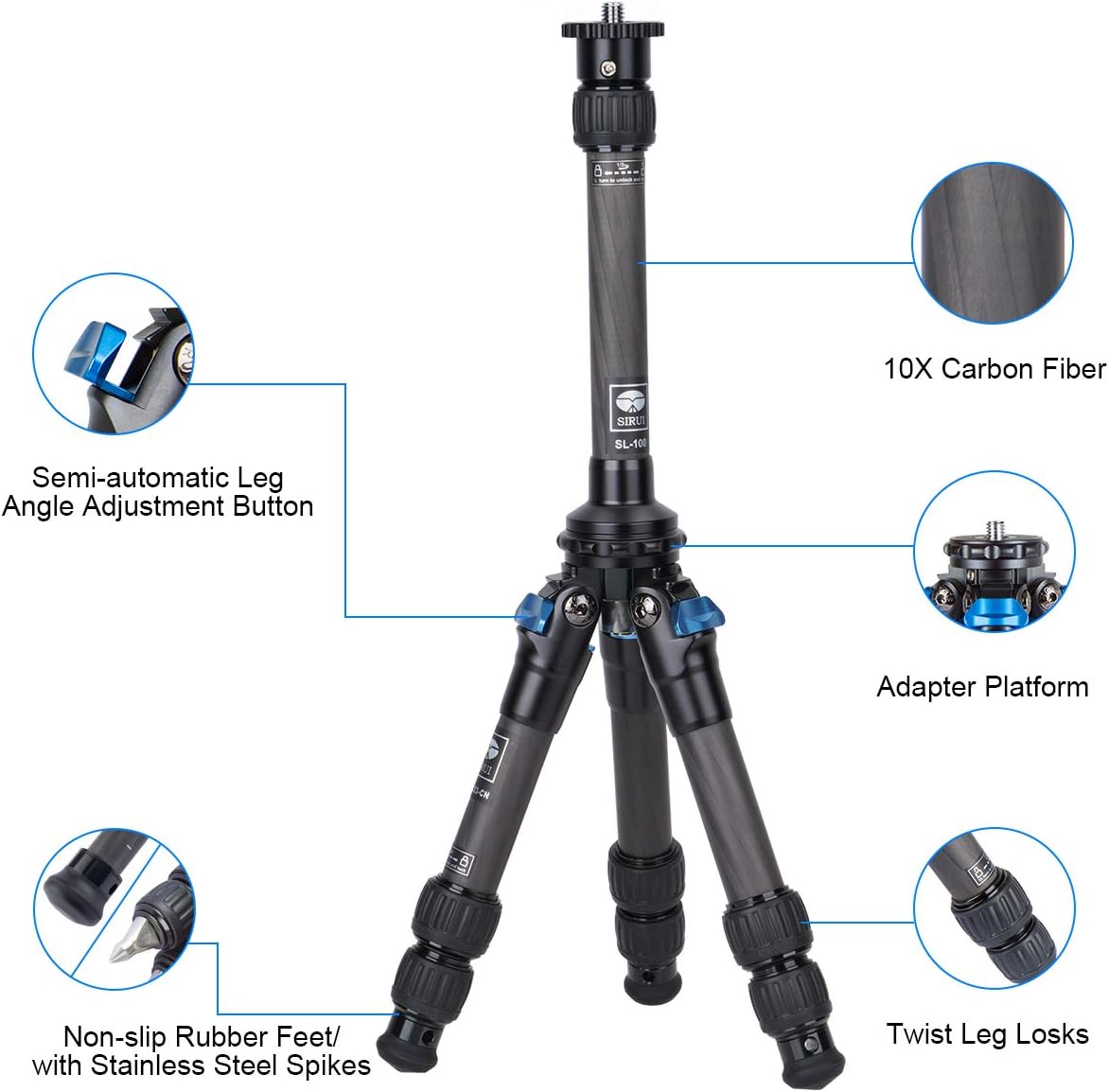 Carbon Fiber Mini Tripod with Center Column R583