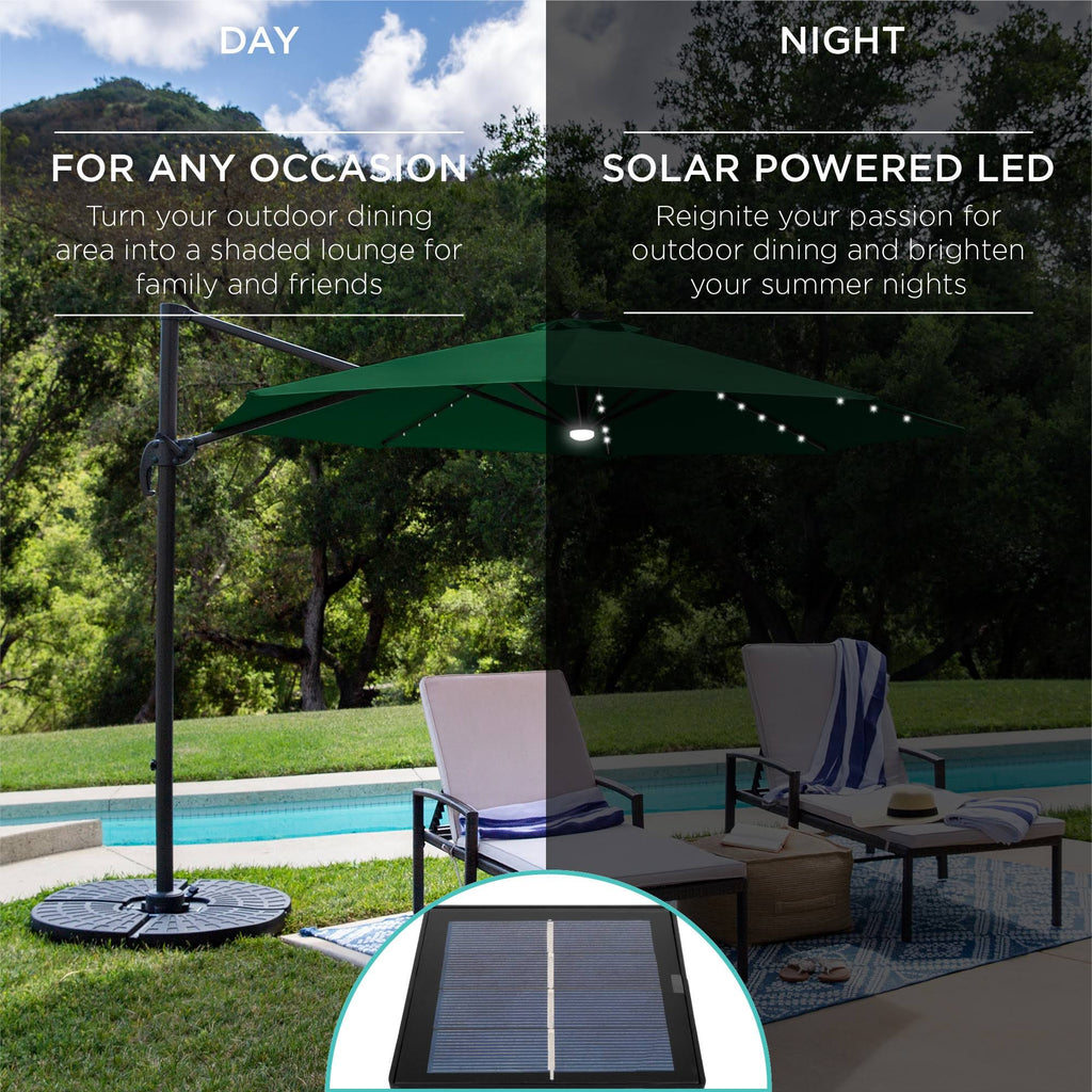 10ft LED Cantilever Offset Hanging Patio Umbrella R6162