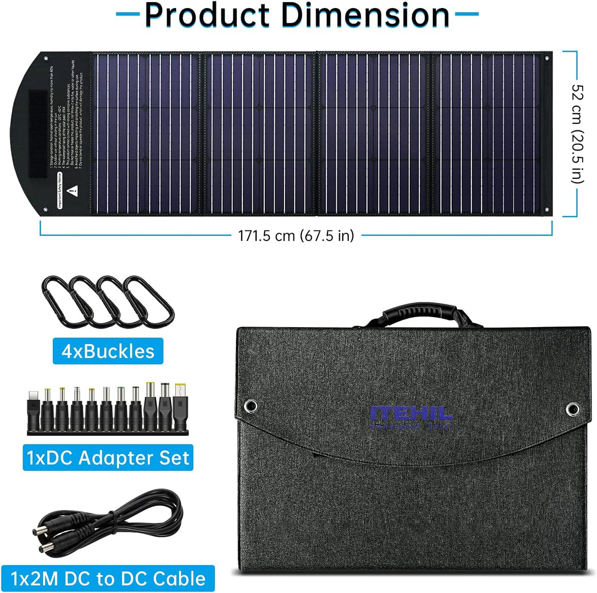 100W 18V Monocrystalline Portable Solar Panel Charger L546909