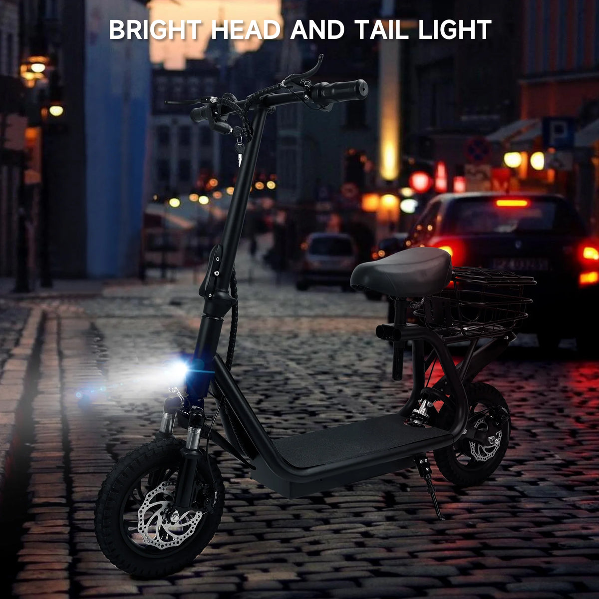 500W Electric Scooter with Seat and Carry Basket G7286