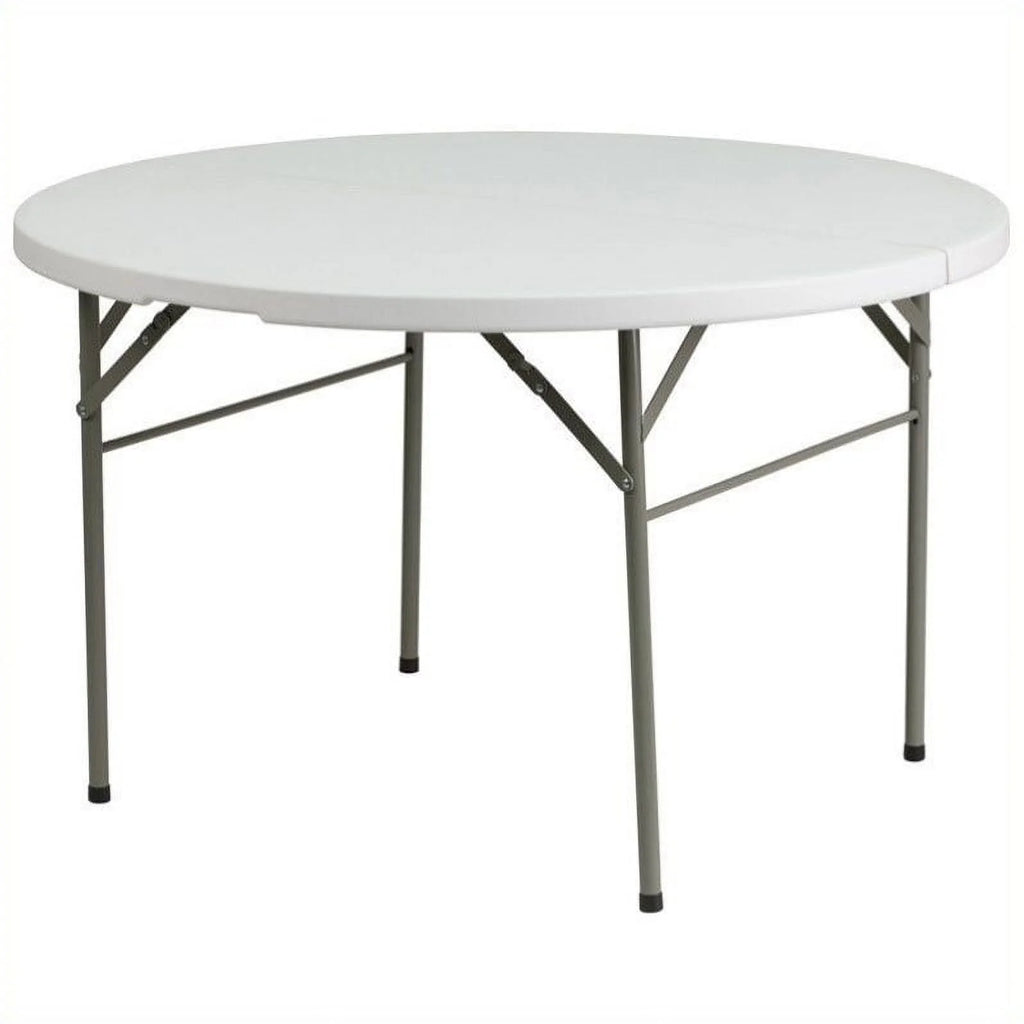 60.5" Round Granite Folding Table in White K592383