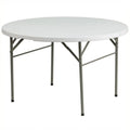 60.5" Round Granite Folding Table in White K592383