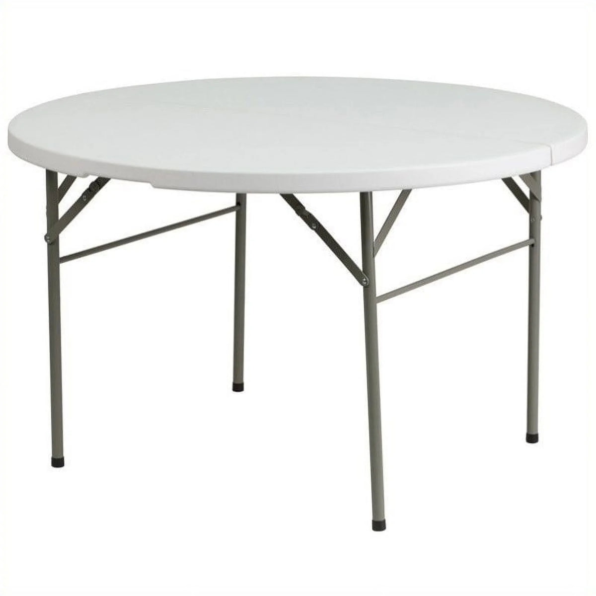 60.5" Round Granite Folding Table in White K592383