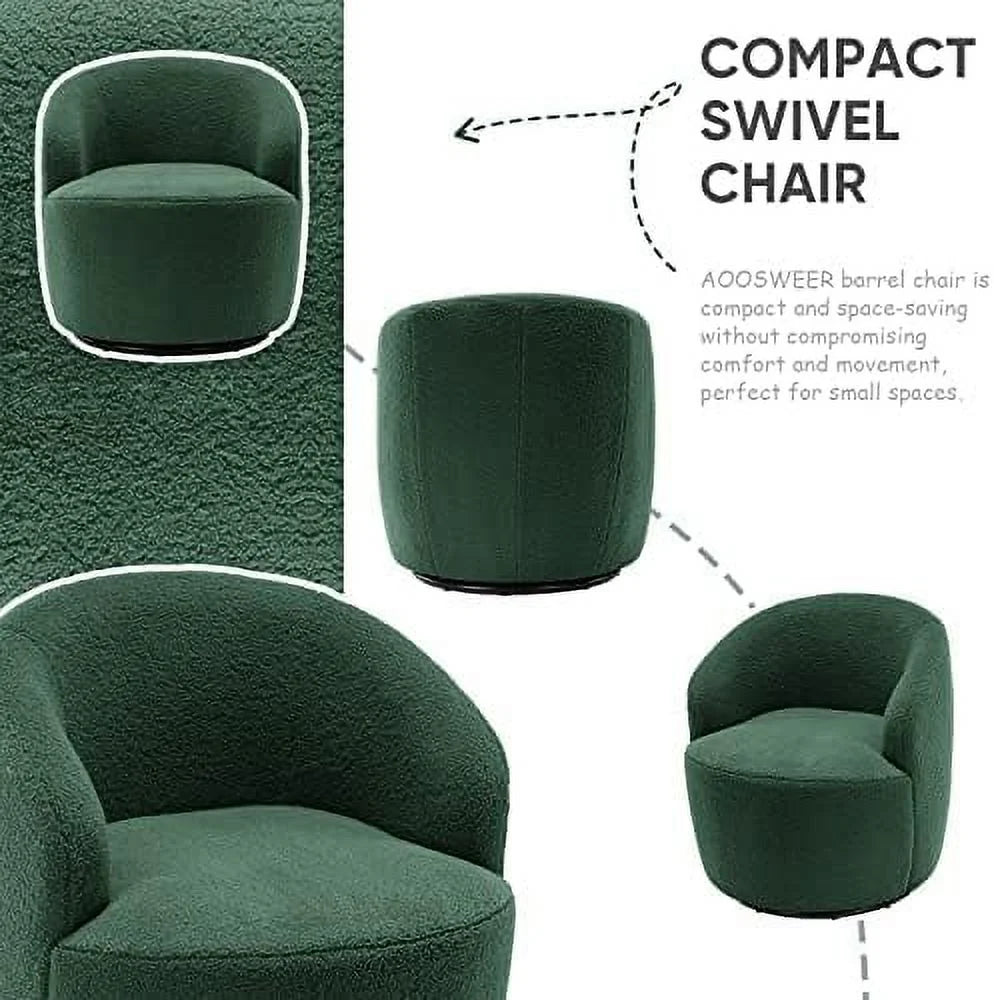 Cream Boucle Barrel Swivel Accent Chair H320947