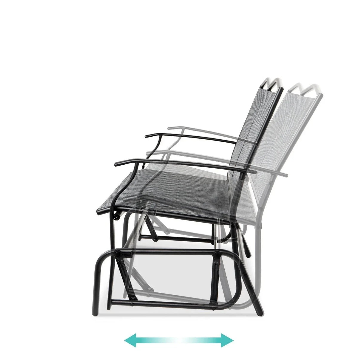 2 Seater Mesh Patio Loveseat Swing Glider with Armrests in Grey Y5601