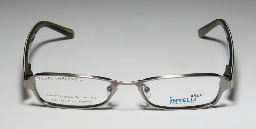 Silver Full-Rim Eyeglasses with Clip-On Sunglass Lenses V9893