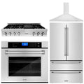 48 In. Stainless Steel Rangetop, Range Hood, Refrigerator, and Wall Oven T82150