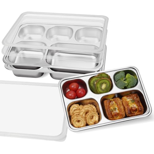 Stainless Steel Bento Box 3 Pack 5 Compartments with Lids Q4087