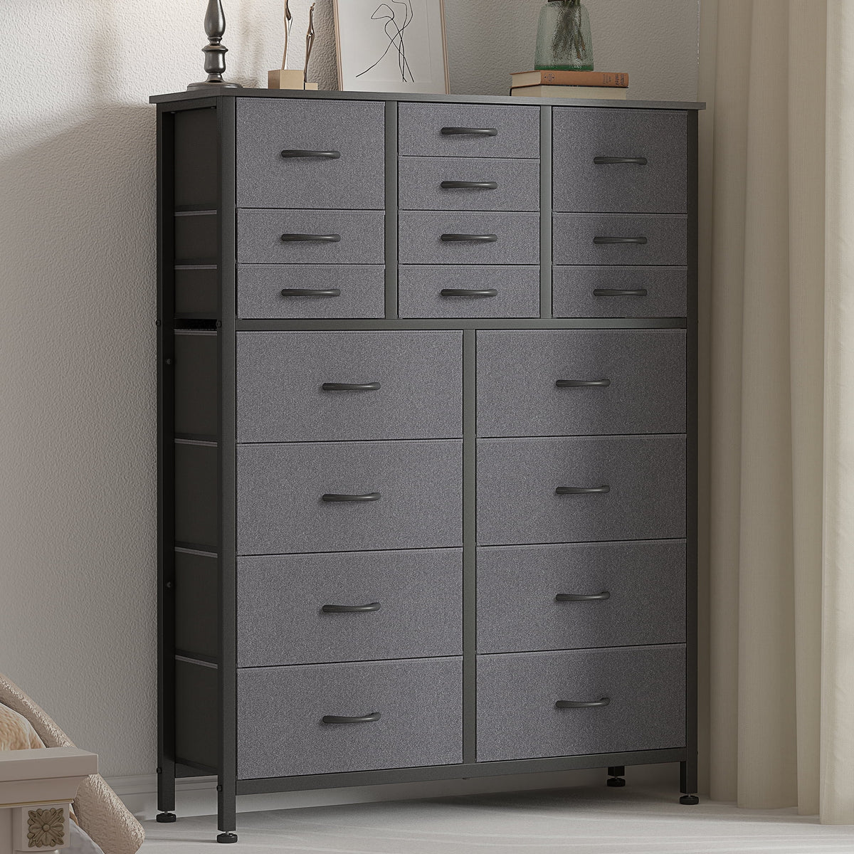Rustic Brown 18 Drawer Fabric Dresser F407