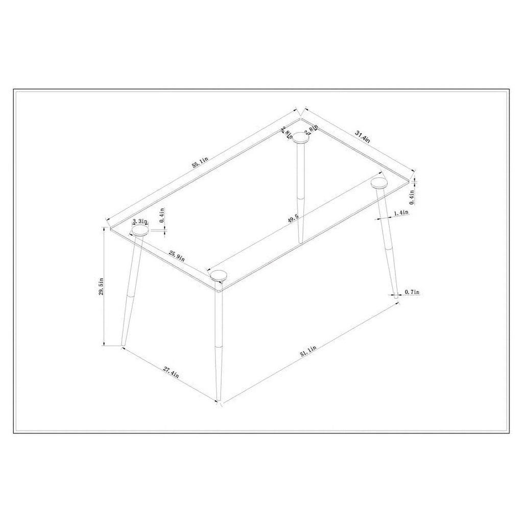 Contemporary Steel and Glass Dining Table U70173