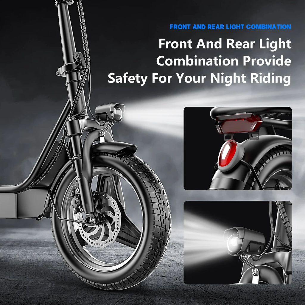 14" Tires 20MPH 25Miles Electric Scooter with Seat & Basket O6854