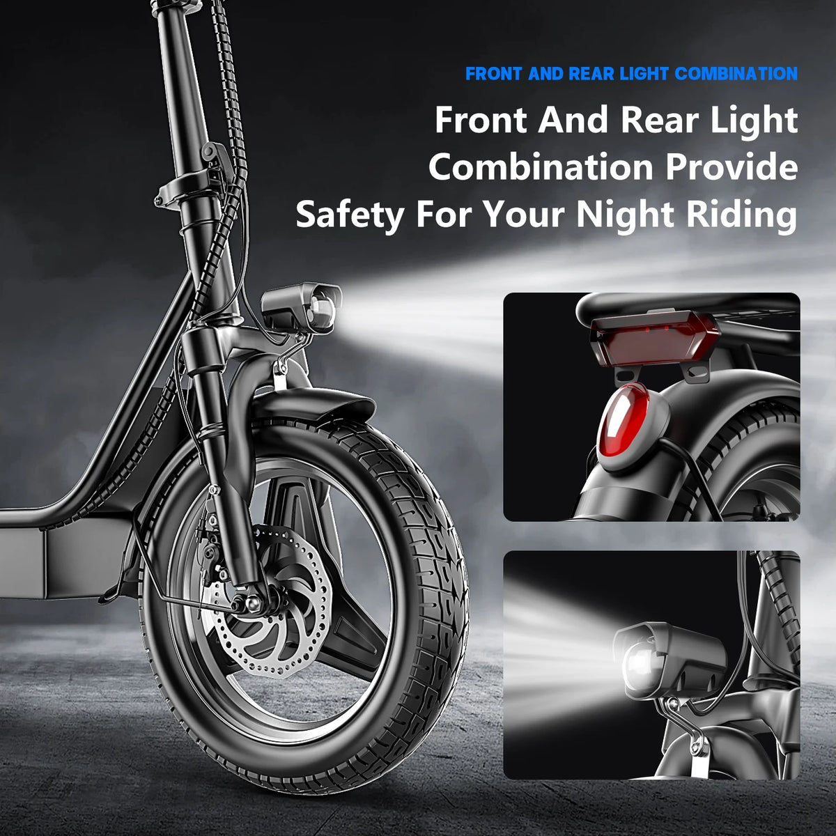 14" Tires 20MPH 25Miles Electric Scooter with Seat & Basket O6854