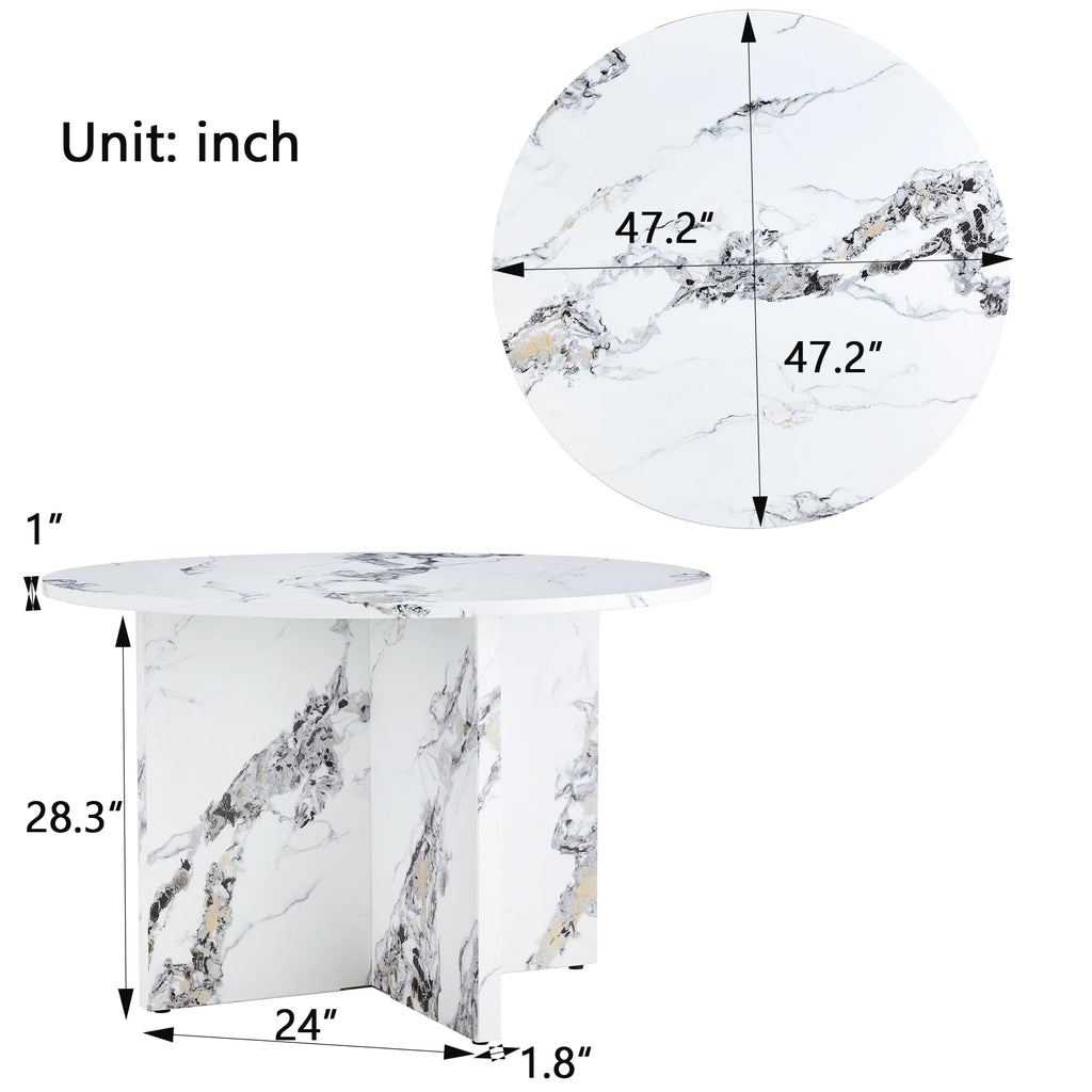 47 Inch Faux Marble Round Dining Table Y8684