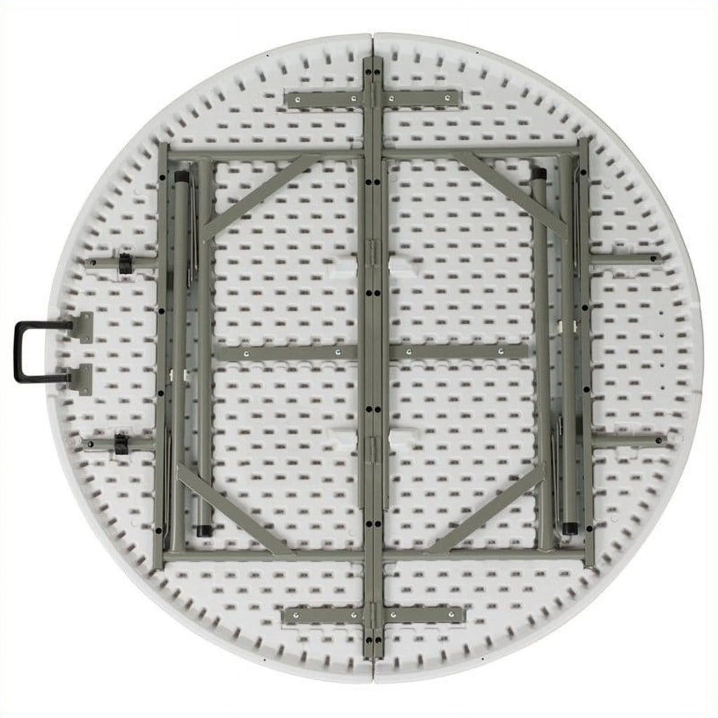 60.5" Round Granite Folding Table in White K592383