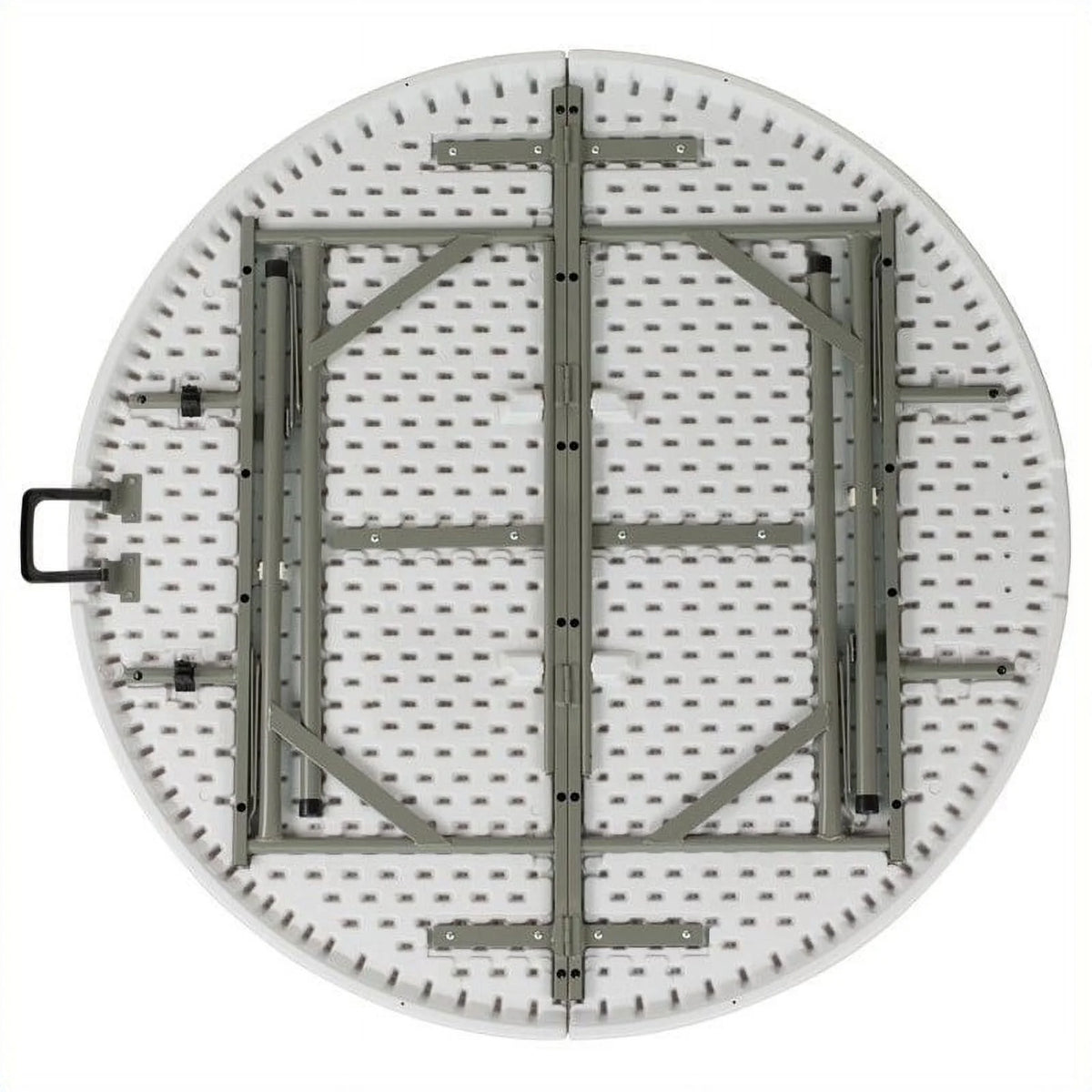 60.5" Round Granite Folding Table in White K592383