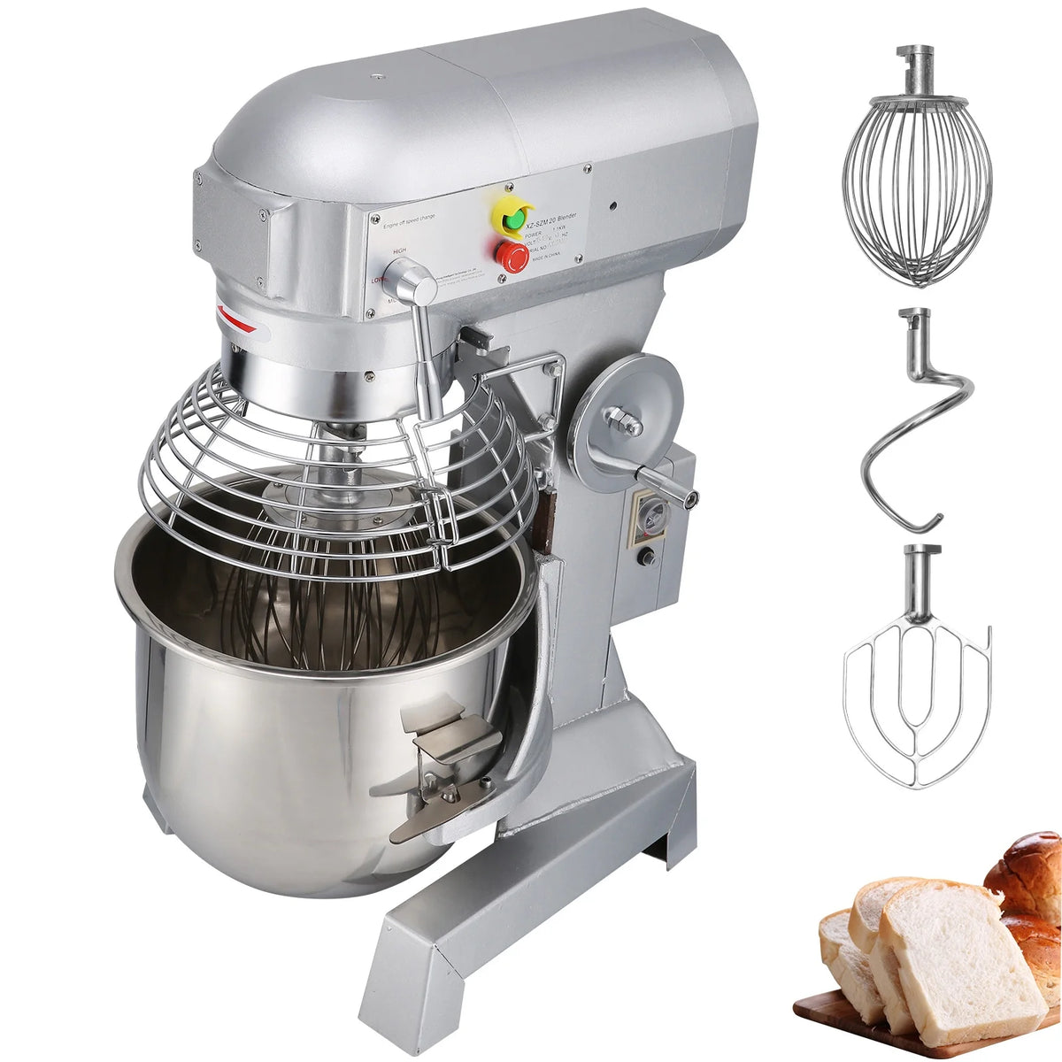 Commercial Food Mixer 20Qt 750W 3 Speeds Stainless Steel Bowl B75335