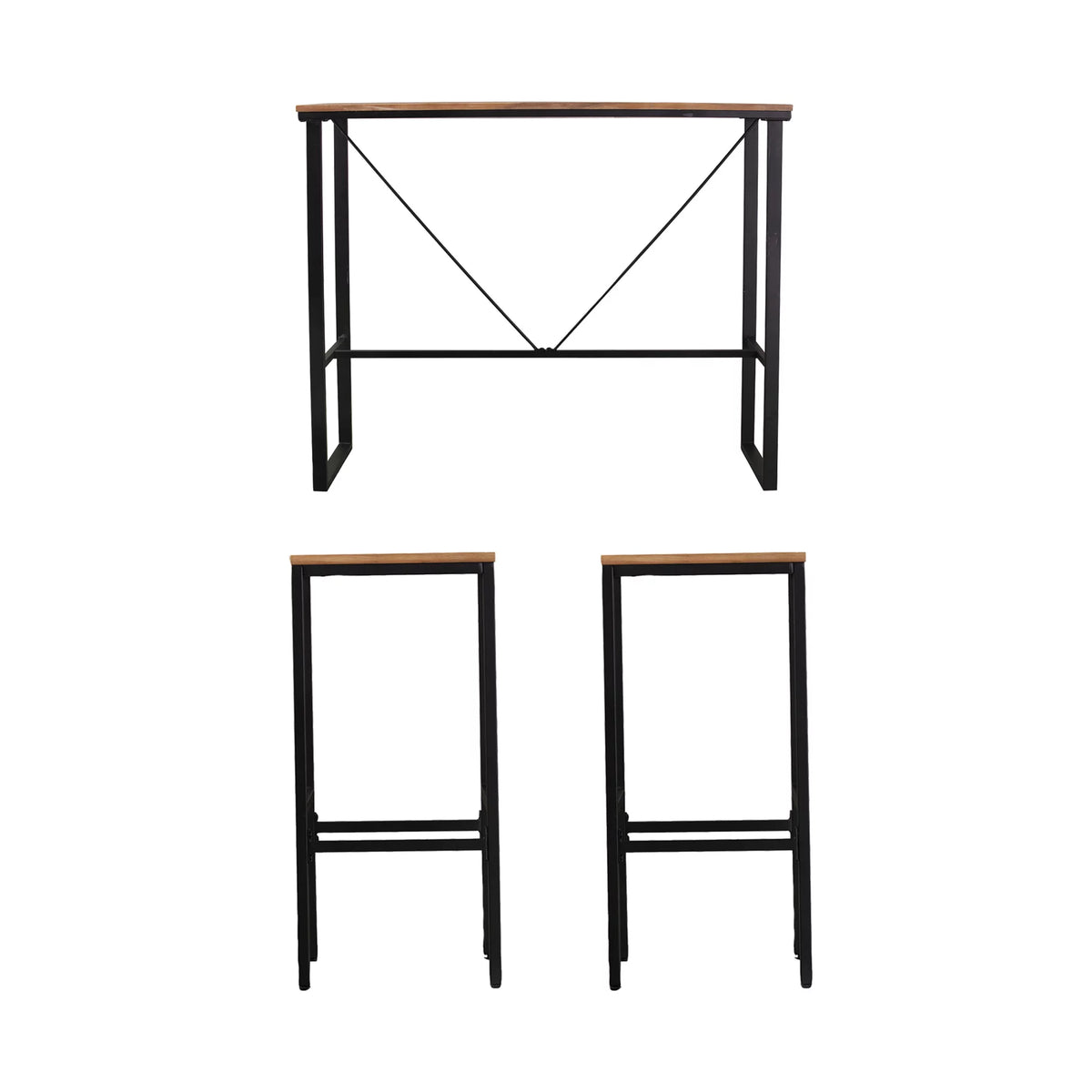 3-Piece Wood and Iron Outdoor Bar Set Y240