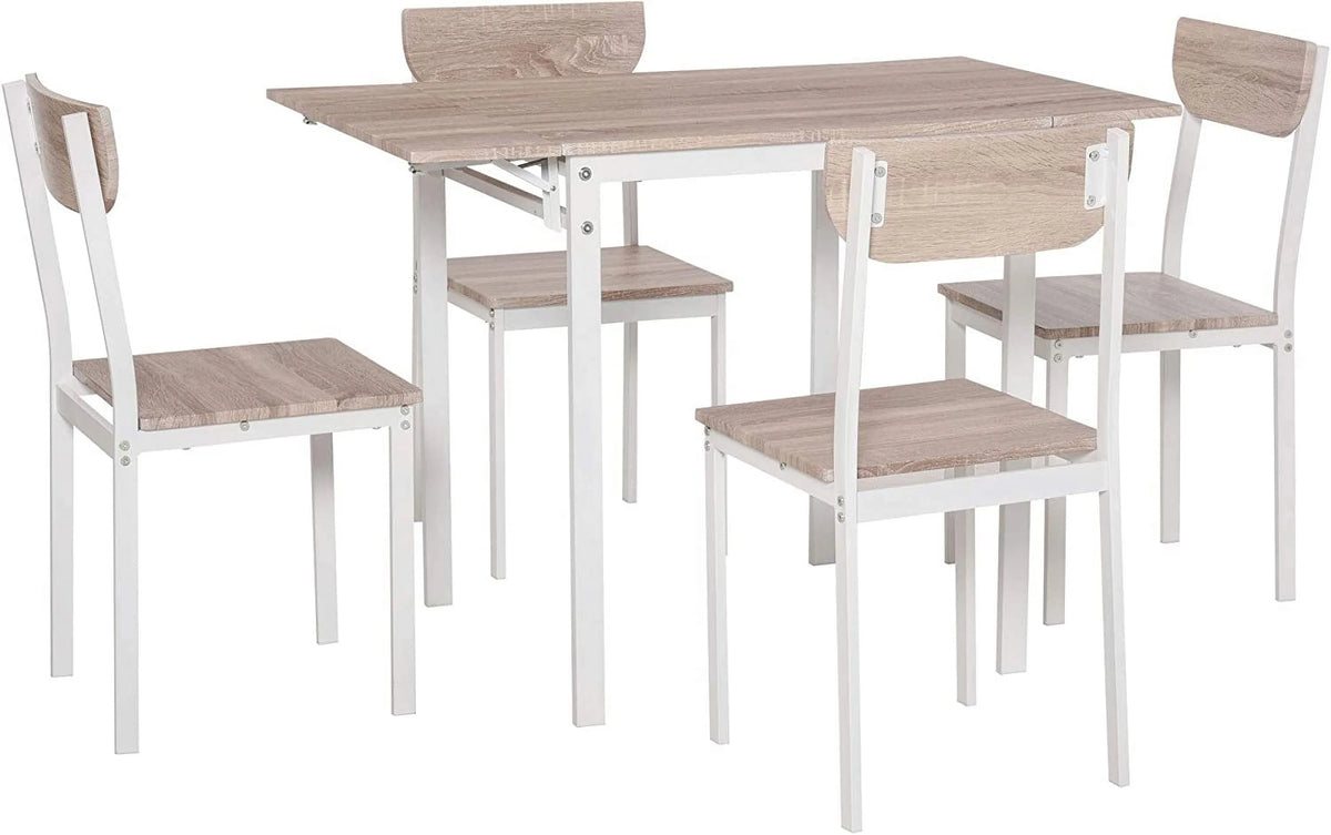 5-Piece Extendable Rectangular Dining Table Set with 4 Chairs U624