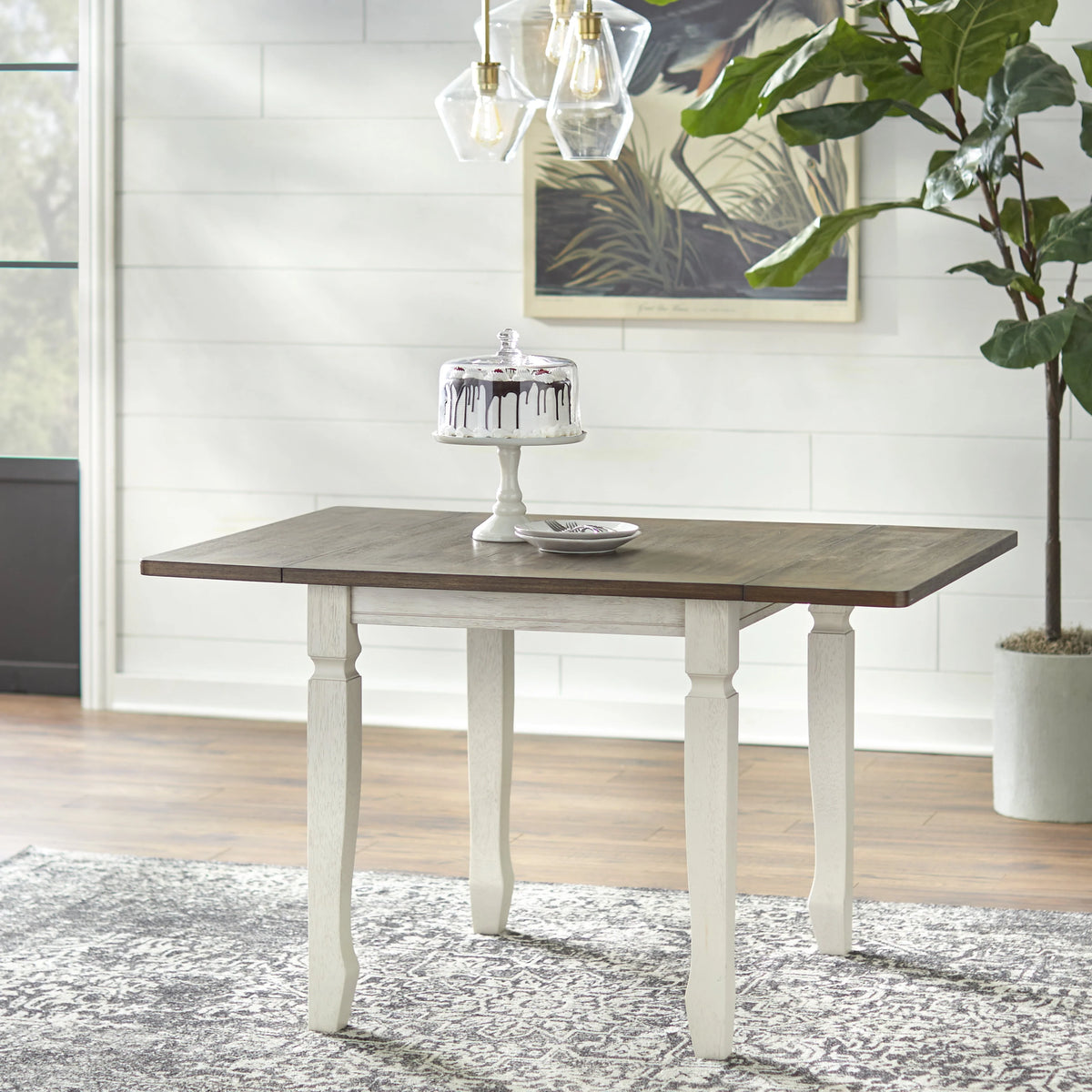 50 x 36 x 30 Walnut Antique White Dining Table P113094