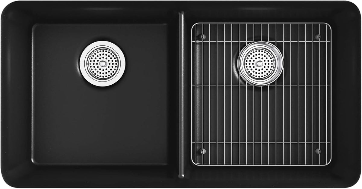 Undermount Double Equal Sink with Rack, Matte Black K935000