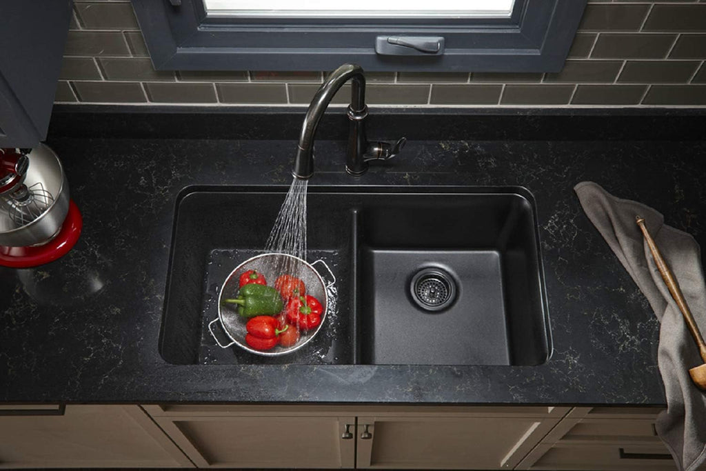 Undermount Double Equal Sink with Rack, Matte Black K935000
