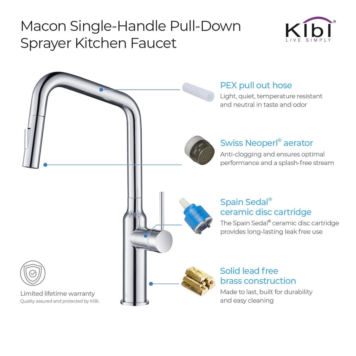 Brass Pull Out Kitchen Faucet with Sprayer Matte Black B127