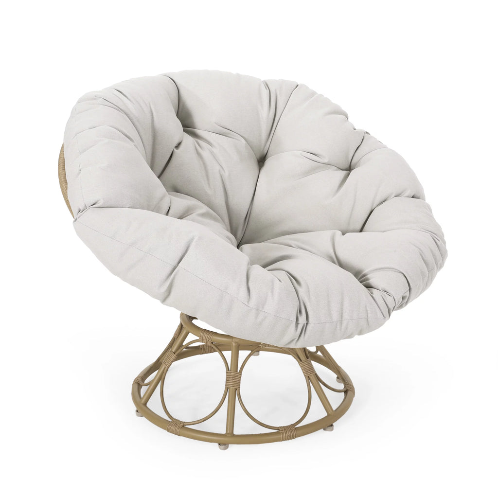 Papasan Swivel Chair Cushion Light Brown and Beige G8451