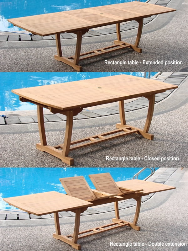 7 Pc Teak Dining Set with 94" Rectangle Table and 6 Stacking Arm Chairs F75328