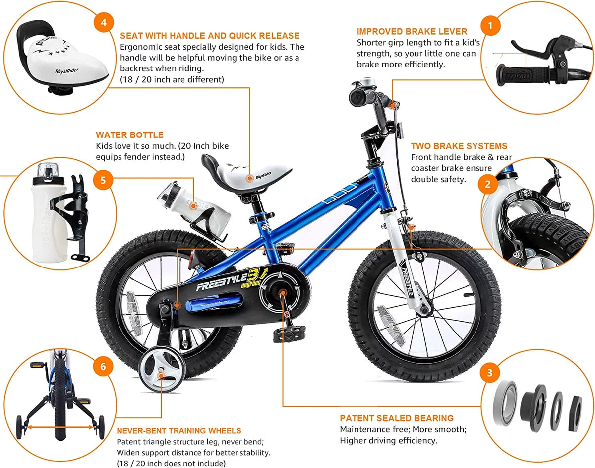 16 In Black Kids Bike with Training Wheels C4059