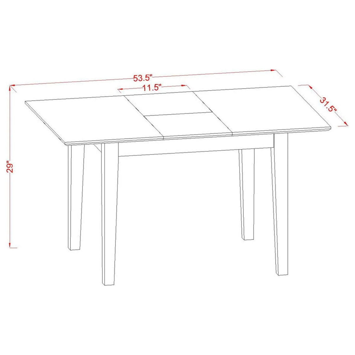 3Pc Rectangular Table With 2 Double X Back Chairs I865610