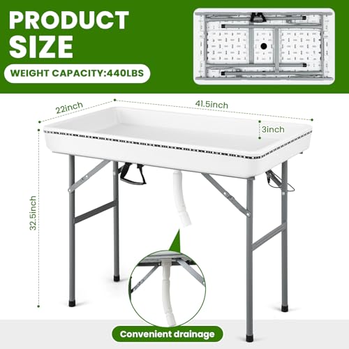 4 ft LED Folding Cooler Table with Skirt V284