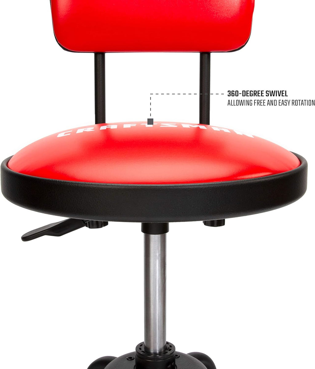 Adjustable Height Work Shop Stool with Padded Vinyl Seat Q5193