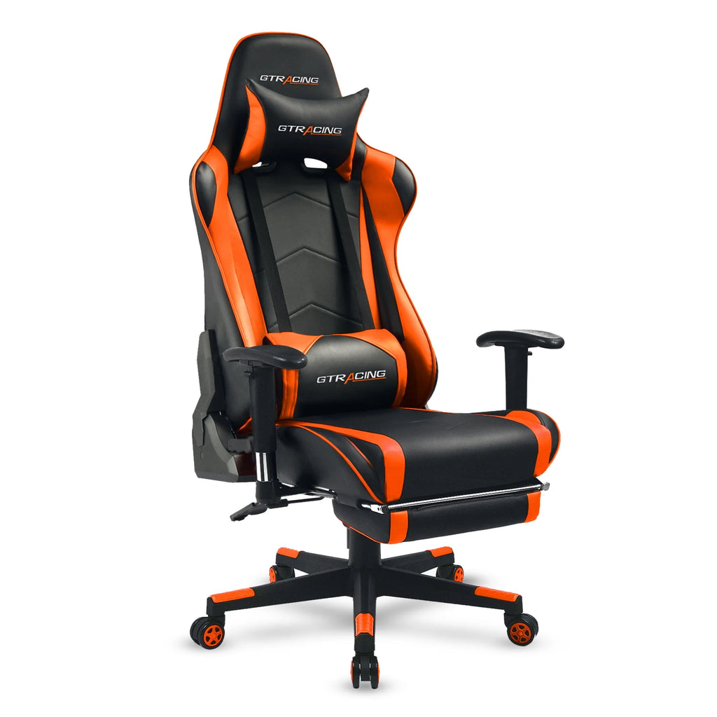 Red PU Leather Gaming Chair with Footrest O373