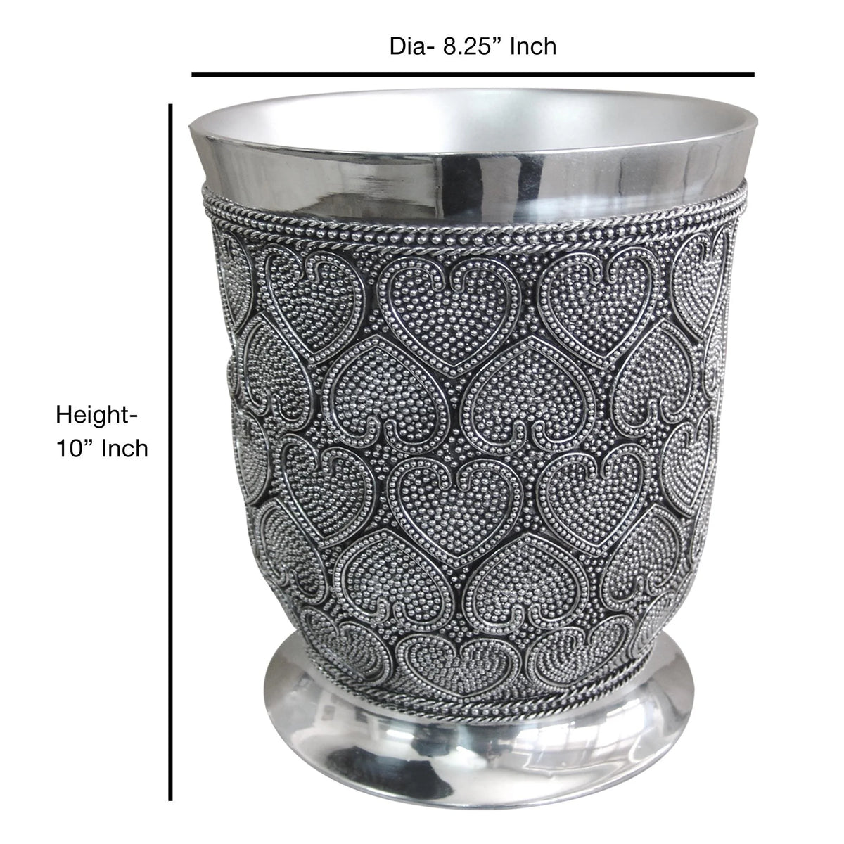 Beaded Heart Resin Decorative Trash Can V734029