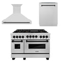 48 In. Gas Range, Range Hood, Dishwasher in Stainless Steel with Matte Black Accents E610255