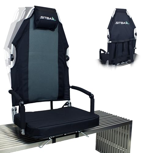 Padded Reclining Stadium Chair with Backpack Straps H7461