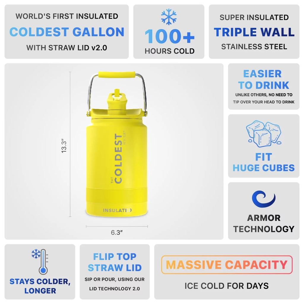 128 oz Leak Proof Vacuum Insulated Stainless Steel Water Bottle Y69091