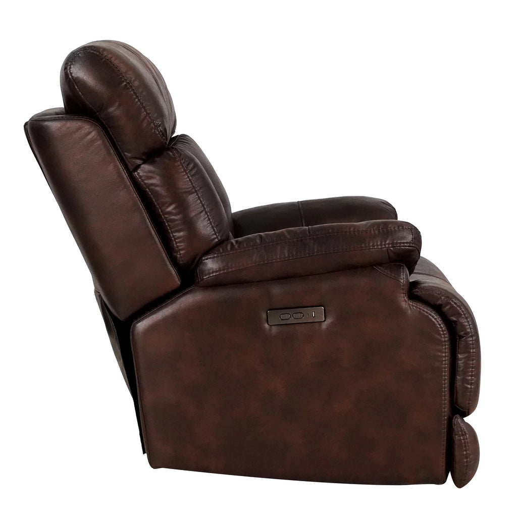 Chocolate Brown Leather Power Recliner with Power Headrest V847384
