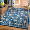 Ivory Blue 8' x 10' Floral Geometric Area Rug T608529