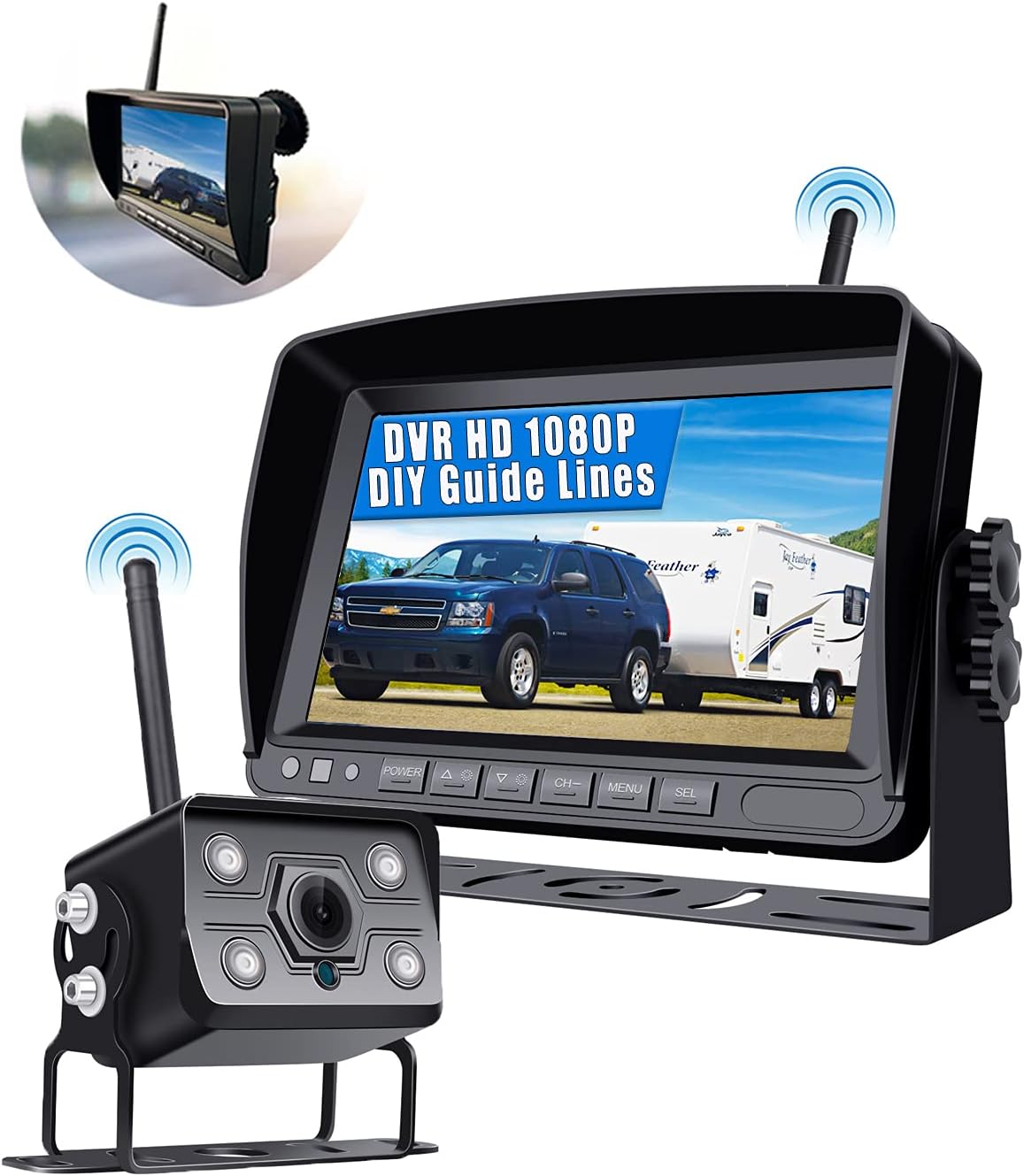 Wireless Backup Camera with 7 DVR HD Monitor F82617