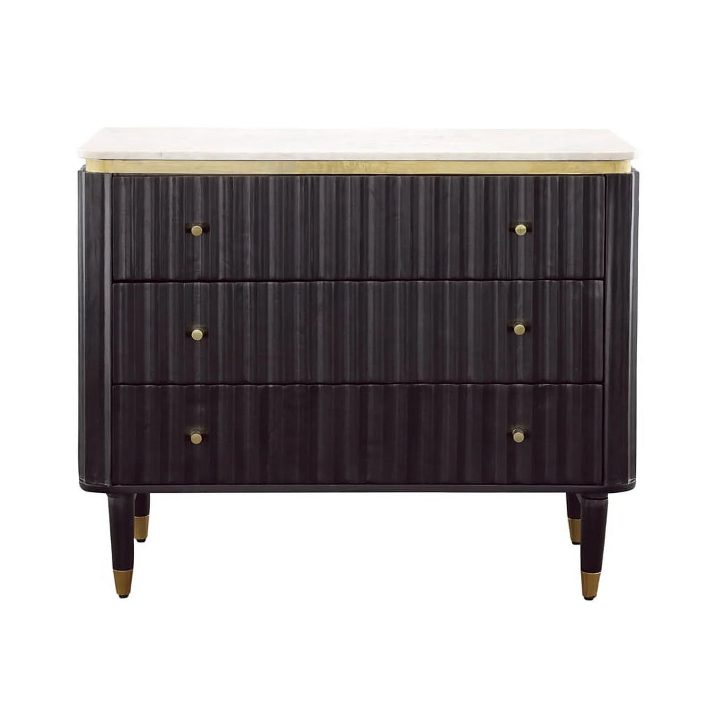 Black and Gold 3-Drawer Wood Chest W75310