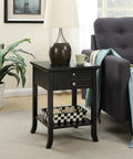 Black End Table with Drawer and Slide O86837