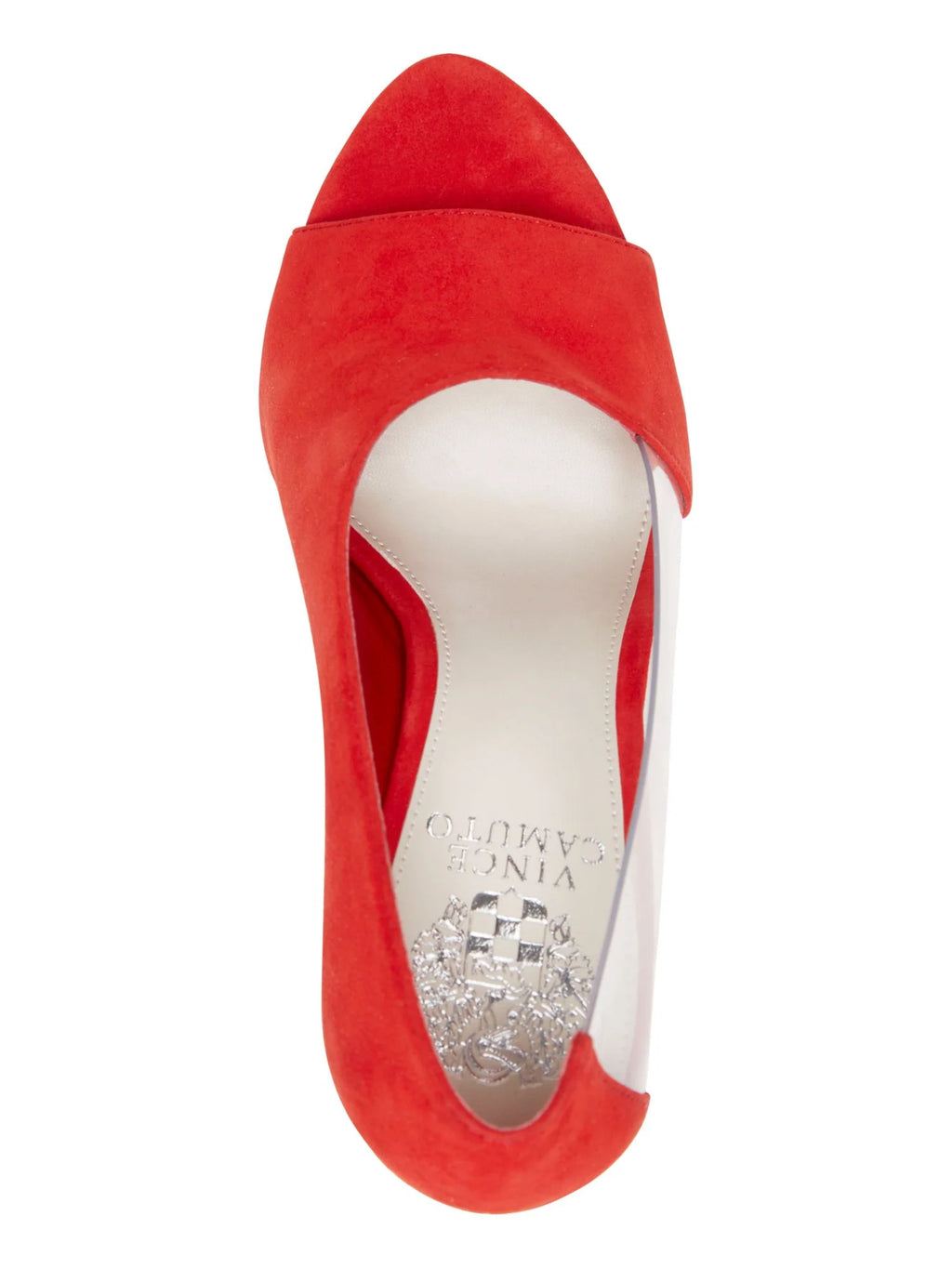 Red Transparent Panel Open Toe Stiletto Slip On Leather Dress Pumps B267426