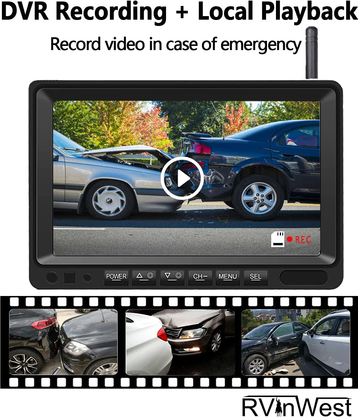 Wireless Backup Camera with 7 DVR HD Monitor F82617