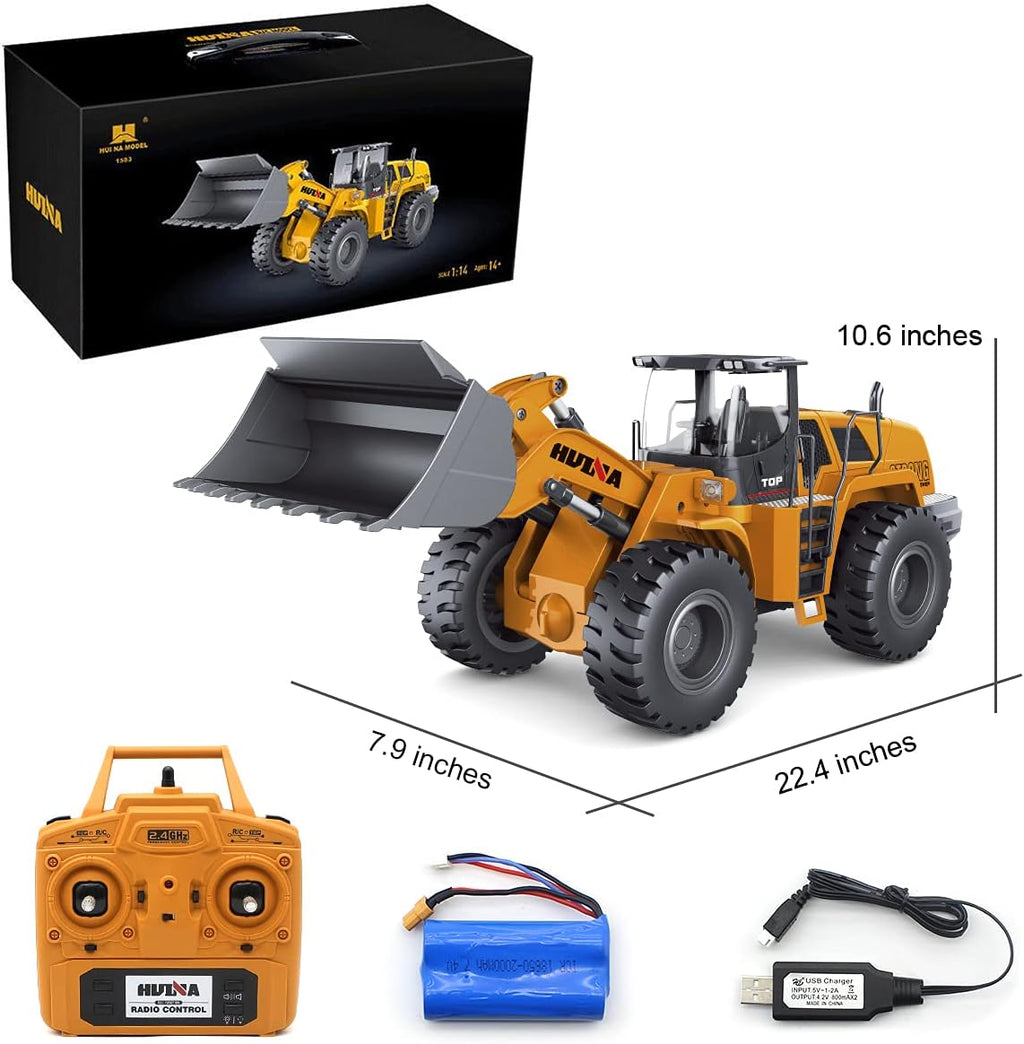 Remote Control 1/14 Scale Full Metal RC Construction Vehicle Toy with Light & Sound F975