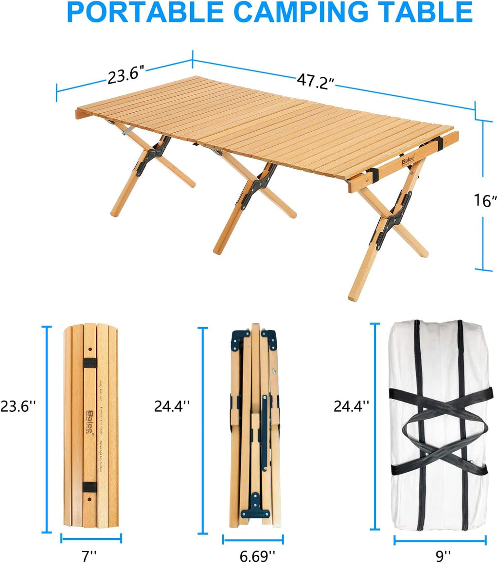 4ft Foldable Wooden Picnic Table with Carry Bag U340063