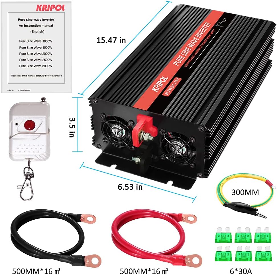 2000 Watt Pure Sine Wave Inverter 12V DC to 110v/120v AC F7776