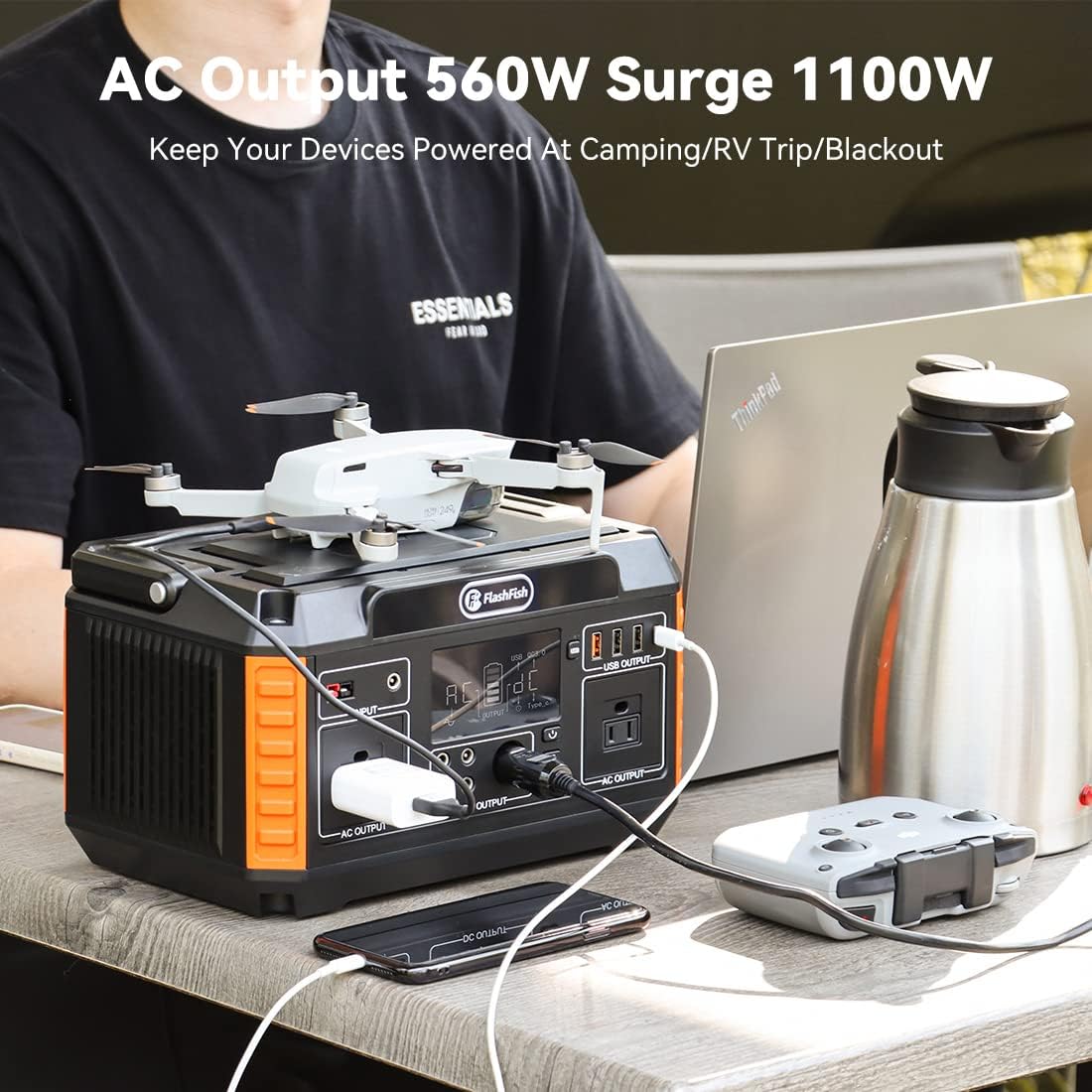 560W Portable Power Station with AC Outlets and USB Outputs W6441