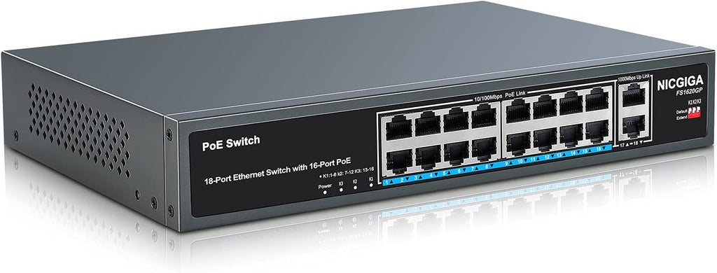 16 Port PoE Switch with 2 Gigabit Uplink F90720