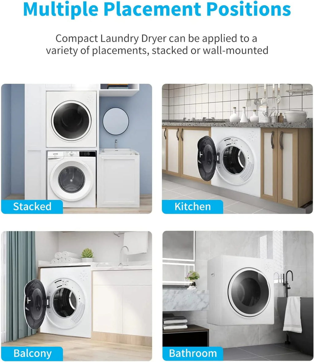 White 13lbs Portable Clothes Dryer with Stainless Steel Tub O2113